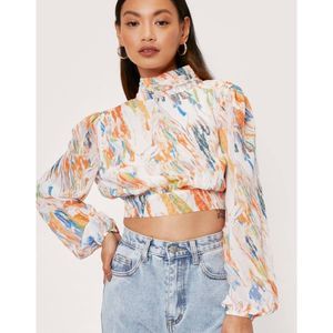 Nasty Gal Marbled Open Back Crop Top size